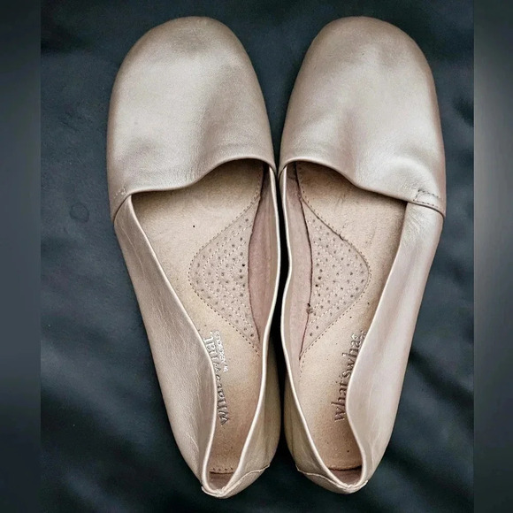 What's What by Aerosoles metallic Beige Sheen Leather Pump Comfort Flats Sz 6 US - Picture 6 of 10